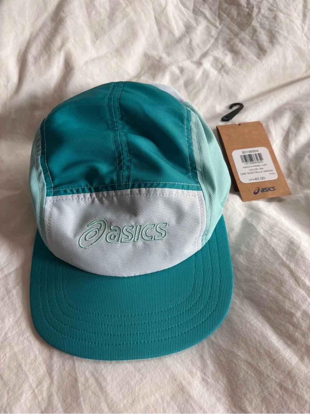 ASICS teal 5-panel running hat